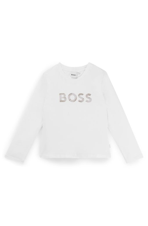 Hugo Boss-Kids' long-sleeved T-shirt with signature-stripe details-hugoboss