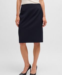 Hugo Boss Skirts-Slim-fit pencil skirt in virgin wool-hugo boss store near me