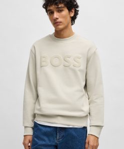 Hugo Boss Tracksuits-Relaxed-fit cotton-terry sweatshirt with rubber-print logo-hugoboss