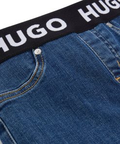 Hugo Boss-Kids’ jeggings in blue stretch denim with branded waistband-boss outlet 2