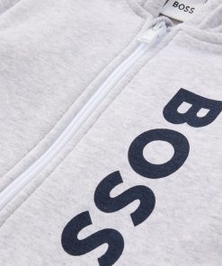 Hugo Boss-Kids’ zip-up fleece hoodie with vertical logo print-hugoboss 2