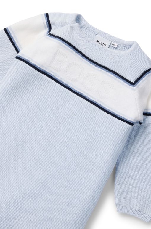 Hugo Boss-Baby all-in-one with stripes and logo-boss outlet - Image 2