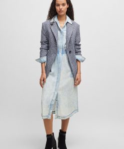 Hugo Boss Dresses-Regular-fit shirt dress in denim-effect fabric-boss store near me