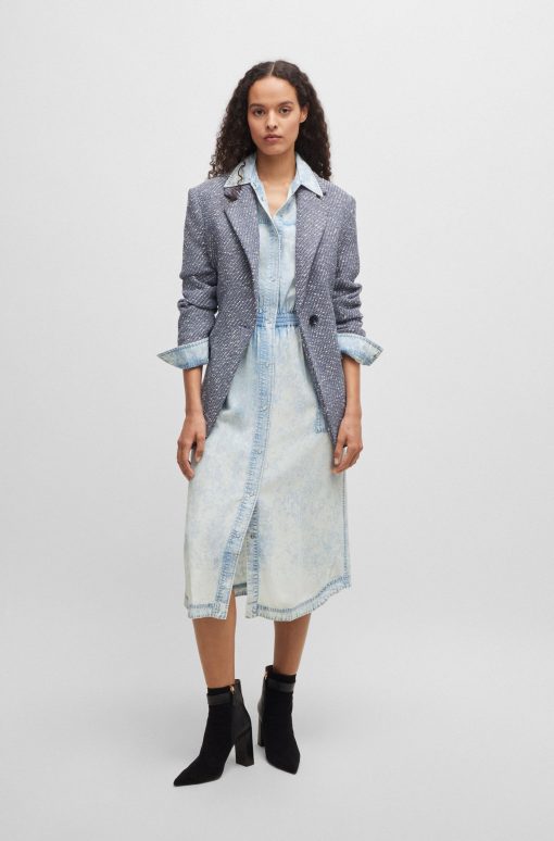 Hugo Boss Dresses-Regular-fit shirt dress in denim-effect fabric-boss store near me