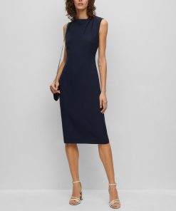 Hugo Boss Dresses-Slim-fit business dress with feature neckline-hugo boss store