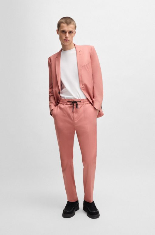 Hugo Boss-Extra-slim-fit trousers in paper-touch stretch cotton-hugo boss near me - Image 2