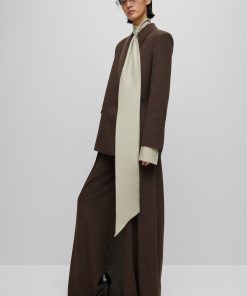 Hugo Boss Pants-Relaxed-fit, wide-leg wool trousers with skirt effect-hugo boss store near me 2