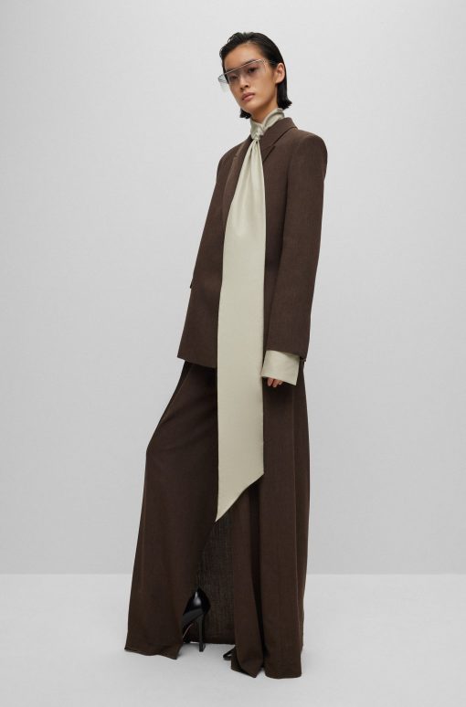 Hugo Boss Pants-Relaxed-fit, wide-leg wool trousers with skirt effect-hugo boss store near me - Image 2