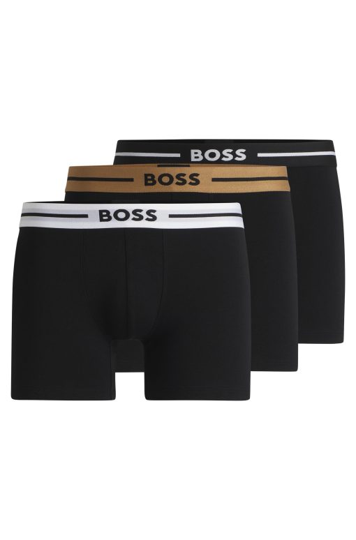 Hugo Boss Underwear-Three-pack of stretch-cotton boxer briefs with logos-hugo