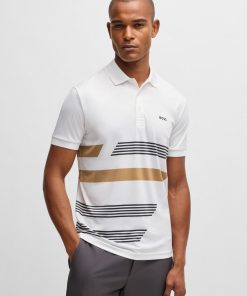 Hugo Boss Polo Shirts-Paddy stretch-jersey polo shirt with stripe print-hugo boss store