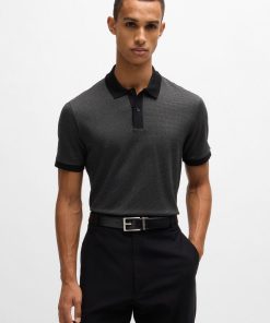 Hugo Boss Polo Shirts-Mercerized-cotton polo shirt with micro pattern-boss near me