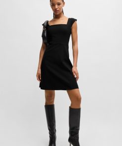 Hugo Boss Dresses-Square-neck dress in stretch fabric-boss outlet