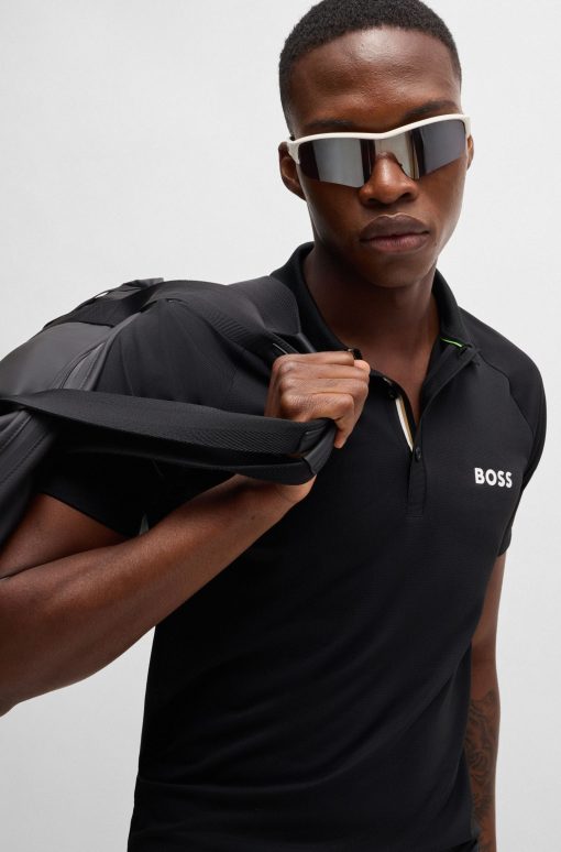 Hugo Boss Polo Shirts-BOSS x Matteo Berrettini waffle-fabric polo shirt-hugo boss outlet - Image 2