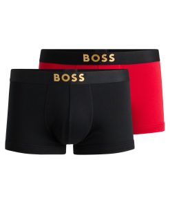 Hugo Boss Underwear-Two-pack of cotton trunks with metallic logos-hugo boss store