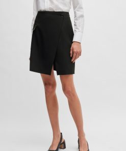 Hugo Boss Skirts-Wrap-front skirt in virgin wool with pocket detail-boss store near me