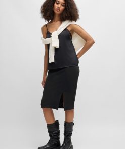 Hugo Boss Skirts-Pencil skirt in stretch fabric with front slit-hugo boss store near me 2