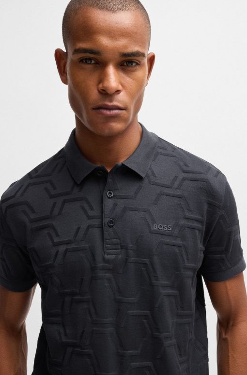 Hugo Boss Polo Shirts-Paddy relaxed-fit polo shirt in quilted mercerized cotton-hugo boss near me - Image 2