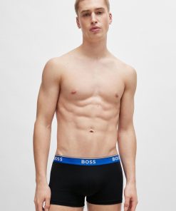 Hugo Boss Underwear-Three-pack of stretch-cotton trunks with logo waistbands-boss near me 2