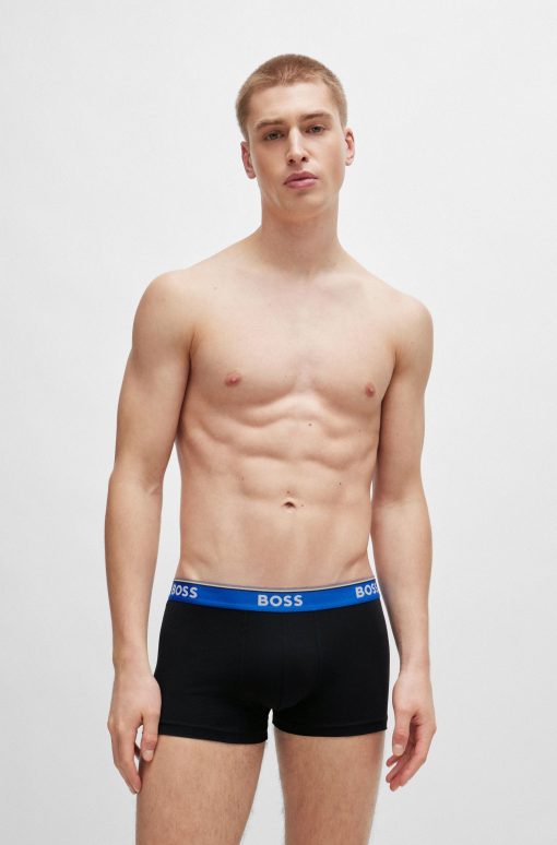 Hugo Boss Underwear-Three-pack of stretch-cotton trunks with logo waistbands-boss near me - Image 2