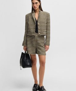 Hugo Boss Tailored Jackets-Cropped regular-fit jacket in tweed-boss store near me 2