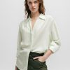 Hugo Boss Blouses-Relaxed-fit blouse with concealed placket and point collar-hugo 4