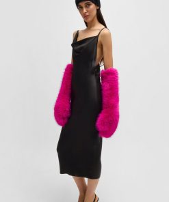 Hugo Boss Dresses-NAOMI x BOSS cocktail dress with asymmetric draped neckline-hugo boss outlet