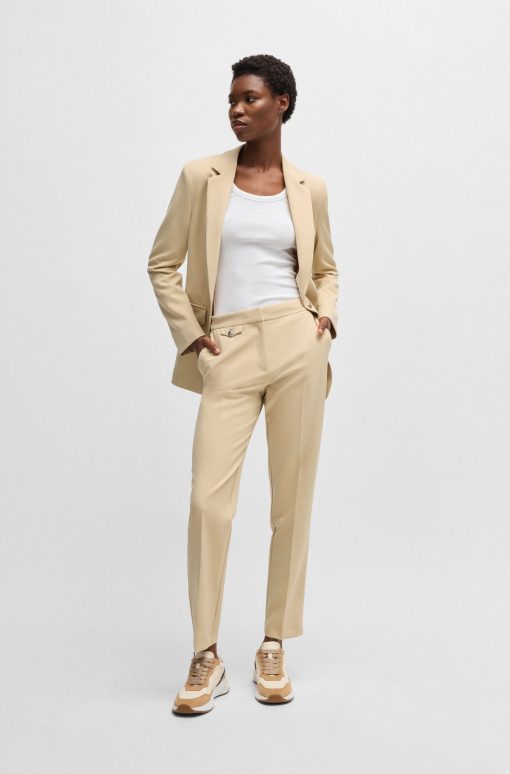 Hugo Boss Pants-Crease-front chinos in stretch satin-boss store near me - Image 2