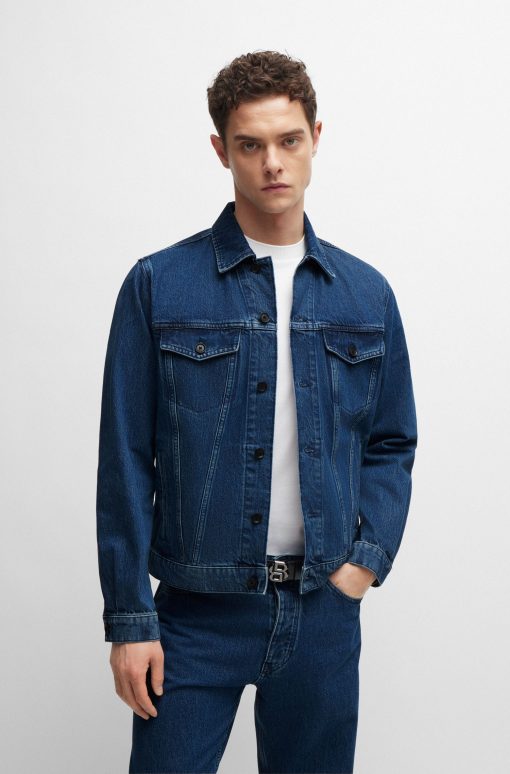 Hugo Boss-Regular-fit jacket in blue rigid denim-hugo by hugo boss