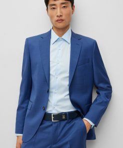 Hugo Boss Suits-Regular-fit suit in a micro-patterned wool blend-hugo boss near me 2