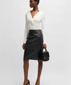 Hugo Boss Skirts-Pencil skirt in lustrous leather-hugoboss 2