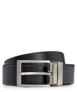 Hugo Boss Belts-Reversible belt in Italian leather with branded keeper-hugo by hugo boss