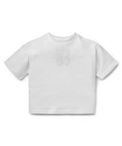 Hugo Boss-Kids’ loose-fit T-shirt in cotton with stacked logo-boss hugo