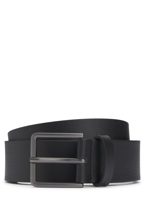 Hugo Boss Belts-Italian-leather belt with embossed structure-boss near me