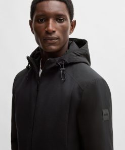 Hugo Boss Tracksuits-Hooded regular-fit jacket in mixed materials-hugo 2