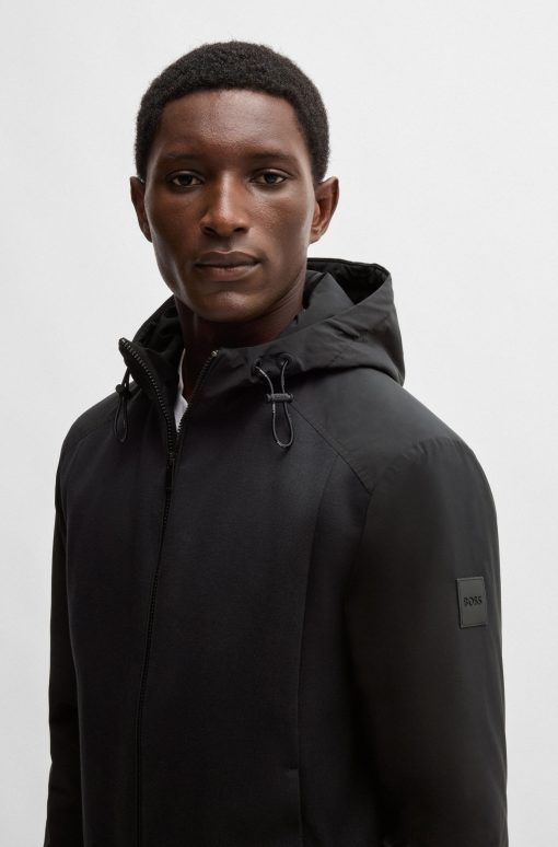 Hugo Boss Tracksuits-Hooded regular-fit jacket in mixed materials-hugo - Image 2