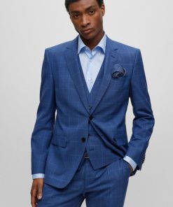 Hugo Boss Ties and Pocket Squares-Printed pocket square in cotton and wool-boss outlet 2