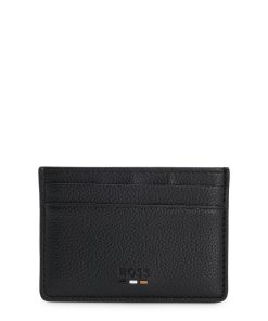 Hugo Boss Wallets and Key Rings-Grained faux-leather card holder with signature details-hugo by hugo boss