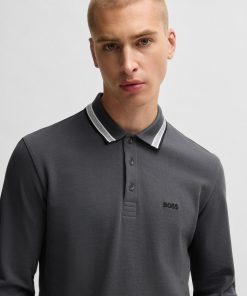 Hugo Boss Polo Shirts-Long-sleeved polo shirt in cotton piqué-hugo boss store near me 2