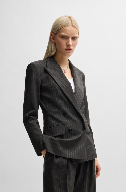 Hugo Boss Tailored Jackets-Regular-fit blazer in pinstripe stretch material-hugo