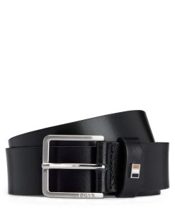 Hugo Boss Belts-Italian-leather belt with signature-stripe keeper trim-boss store