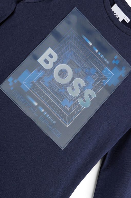 Hugo Boss-Kids' slim-fit long-sleeved T-shirt with hologram print-hugo boss store - Image 2