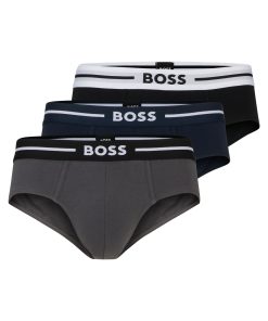 Hugo Boss Underwear-Three-pack of stretch-cotton trunks with logo waistbands-hugo