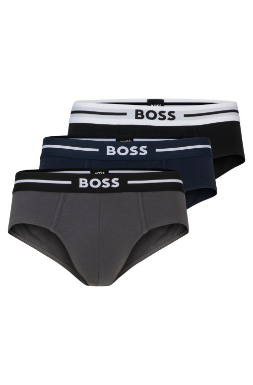 Hugo Boss Underwear-Three-pack of stretch-cotton trunks with logo waistbands-hugo