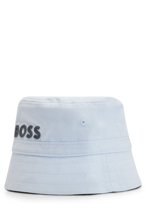 Hugo Boss-Baby bucket hat in cotton twill with logo print-hugo - Image 2