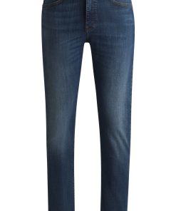 Hugo Boss Pants-Delaware slim-fit jeans in dark-blue stretch denim-boss near me