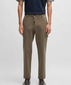 Hugo Boss-Tapered-fit cargo trousers in double-weave stretch cotton-hugo by hugo boss