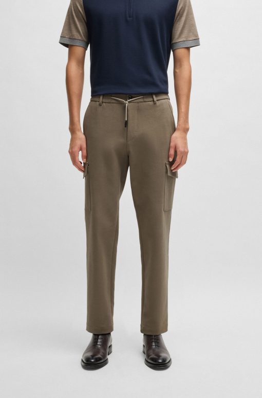 Hugo Boss-Tapered-fit cargo trousers in double-weave stretch cotton-hugo by hugo boss