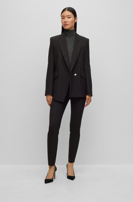 Hugo Boss Tailored Jackets-Regular-fit jacket in stretch fabric with asymmetric front-boss store - Image 2