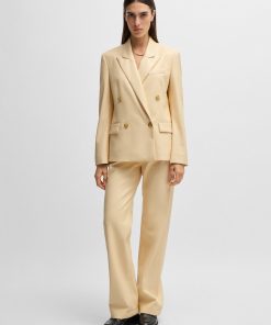 Hugo Boss Tailored Jackets-Regular-fit double-breasted blazer in faux leather-hugo boss store near me 2