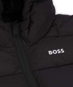 Hugo Boss-Kids’ hooded padded jacket with logo details-hugo boss store near me